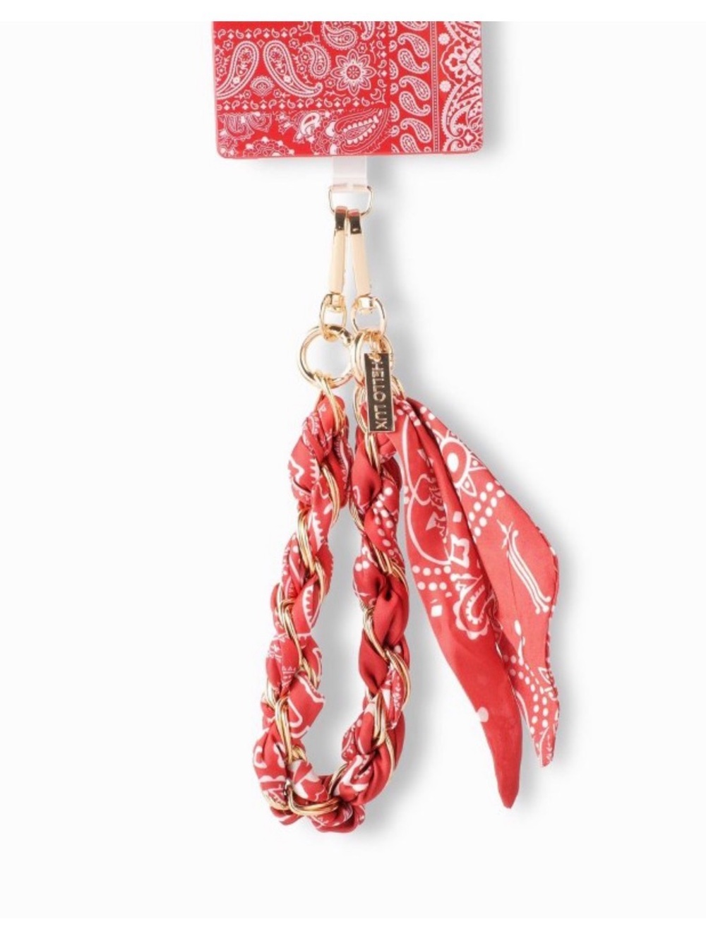 Hello Lux Red Bandana Chain Wristlet Phone Strap